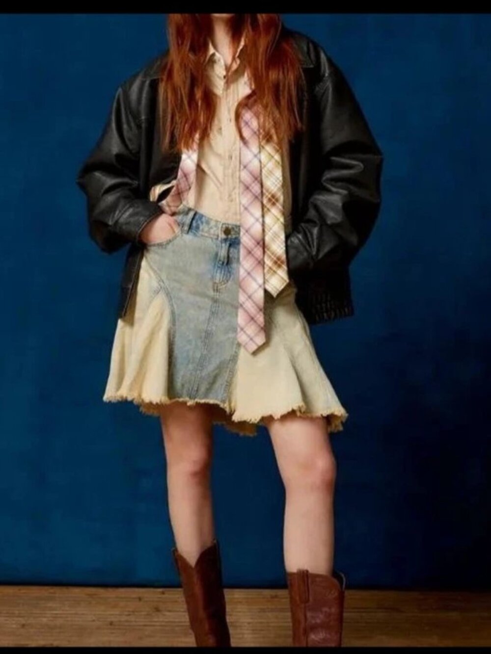 Urban Outfitters BDG Reagan Spliced Denim Mini Skirt Size L